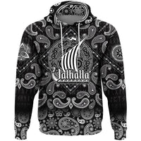 Viking Hoodie ValhallScandinavian Drakkar with Bandana Paisley Style RLT12 - Wonder Print Shop
