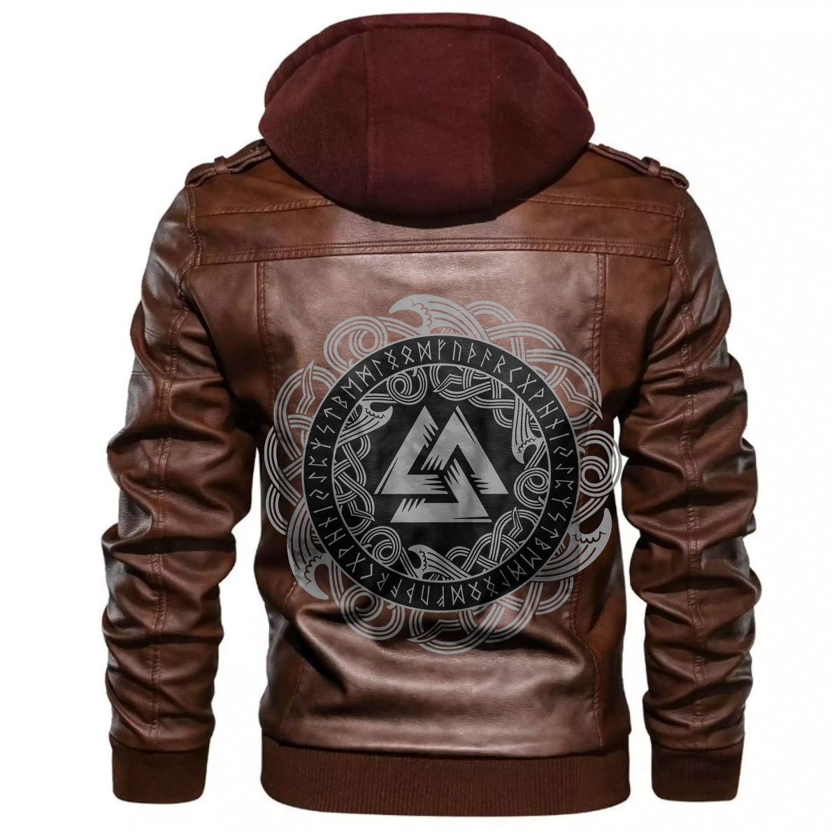 Viking Valknut and Runes Leather Jacket RLT12 - Wonder Print Shop
