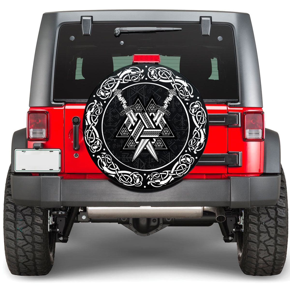 Viking Valknut and Swords Viking Spare Tire Cover RLT12 - Wonder Print Shop