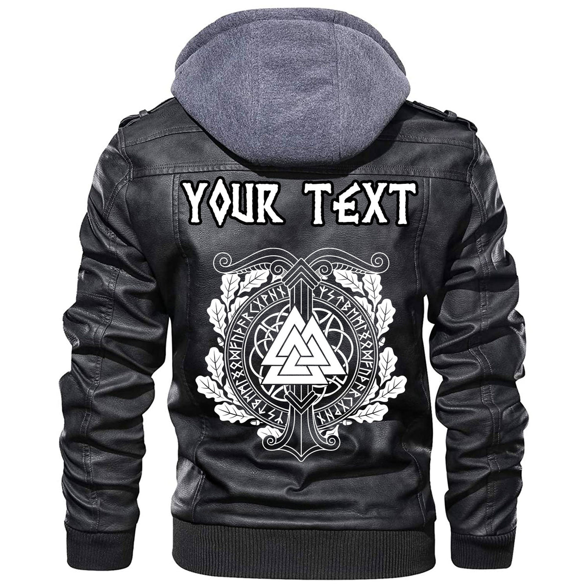 (Custom) Wonder Print Shop - Valknut And Scandinavian Runes Leather Jacket RLT12 - Wonder Print Shop