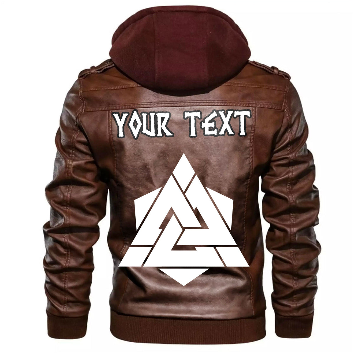 (Custom) Wonder Print Shop - Valknut Black Leather Jacket RLT12 - Wonder Print Shop