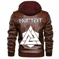 (Custom) Wonder Print Shop - Valknut Black Leather Jacket RLT12 - Wonder Print Shop