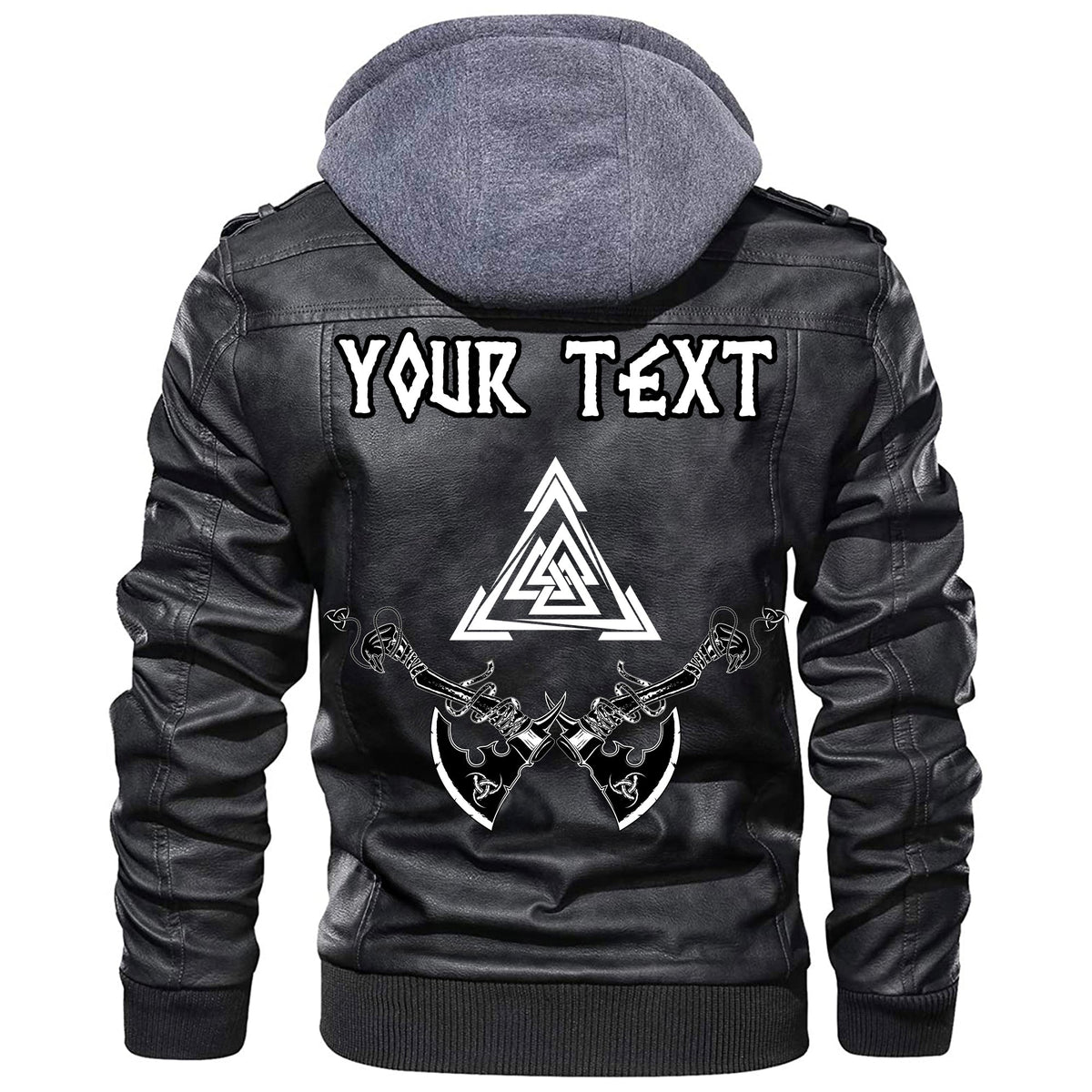(Custom) Wonder Print Shop - Valknut Two Axes Leather Jacket RLT12 - Wonder Print Shop