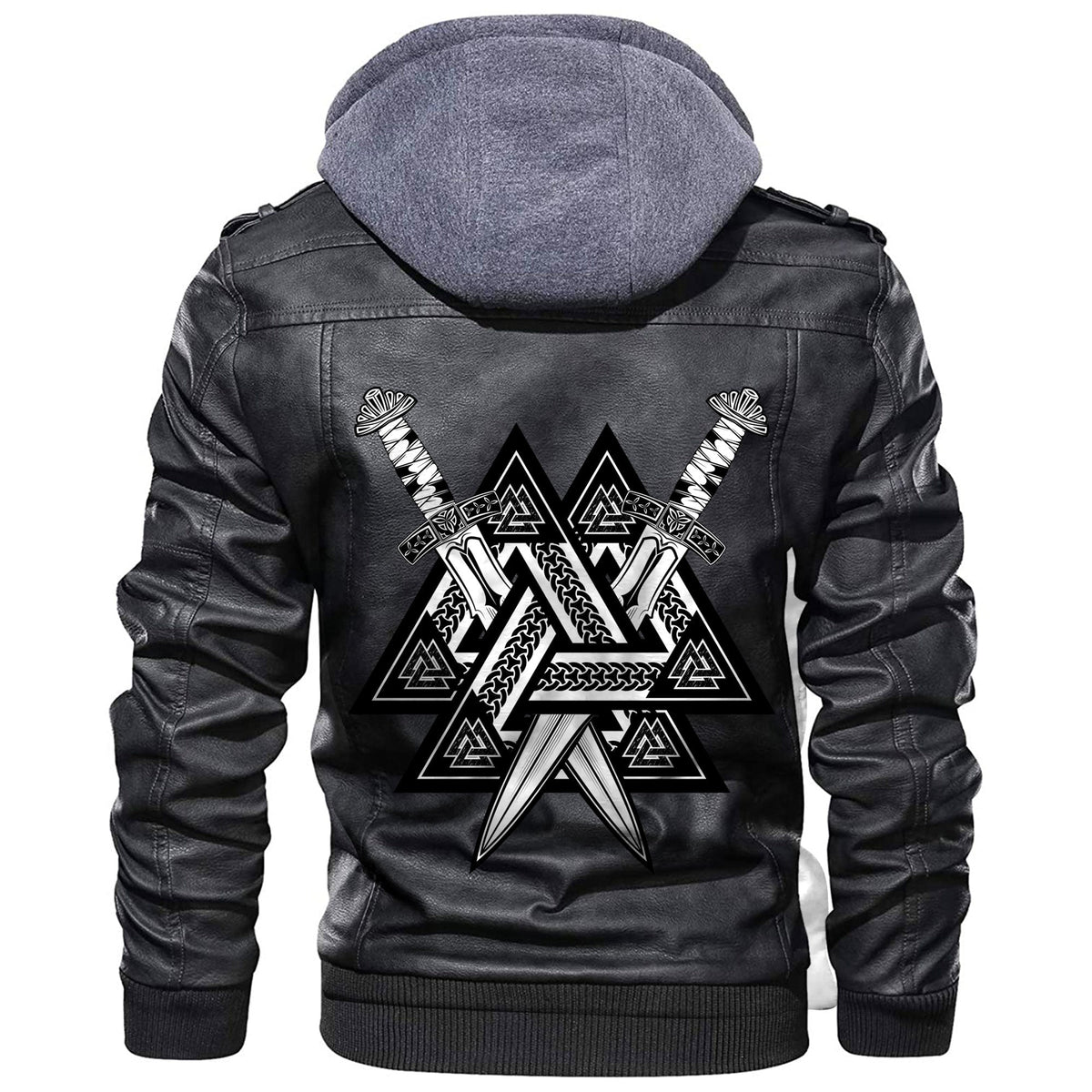 Viking Valknut and Swords Leather Jacket RLT12 - Wonder Print Shop