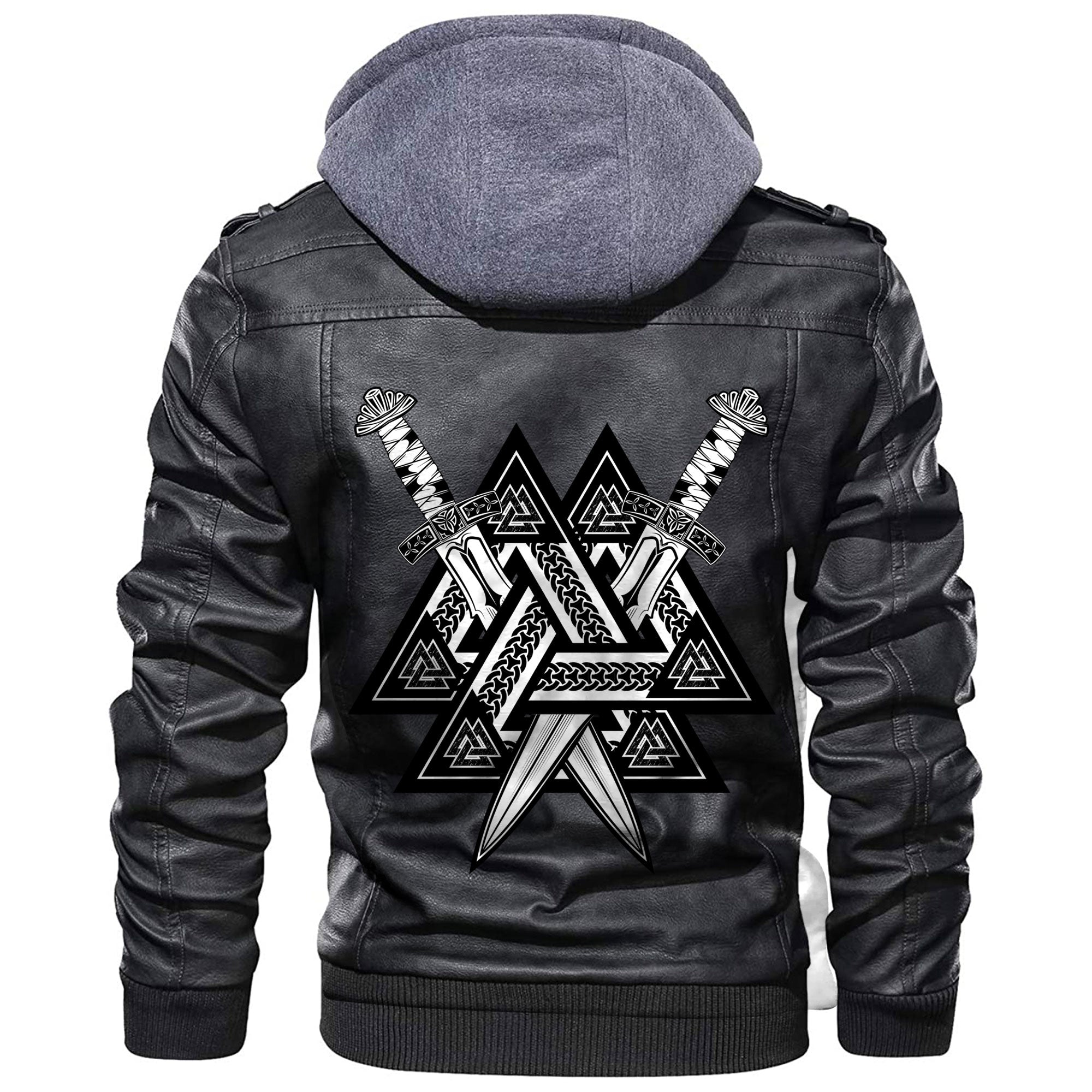 Viking Valknut and Swords Leather Jacket RLT12 - Wonder Print Shop