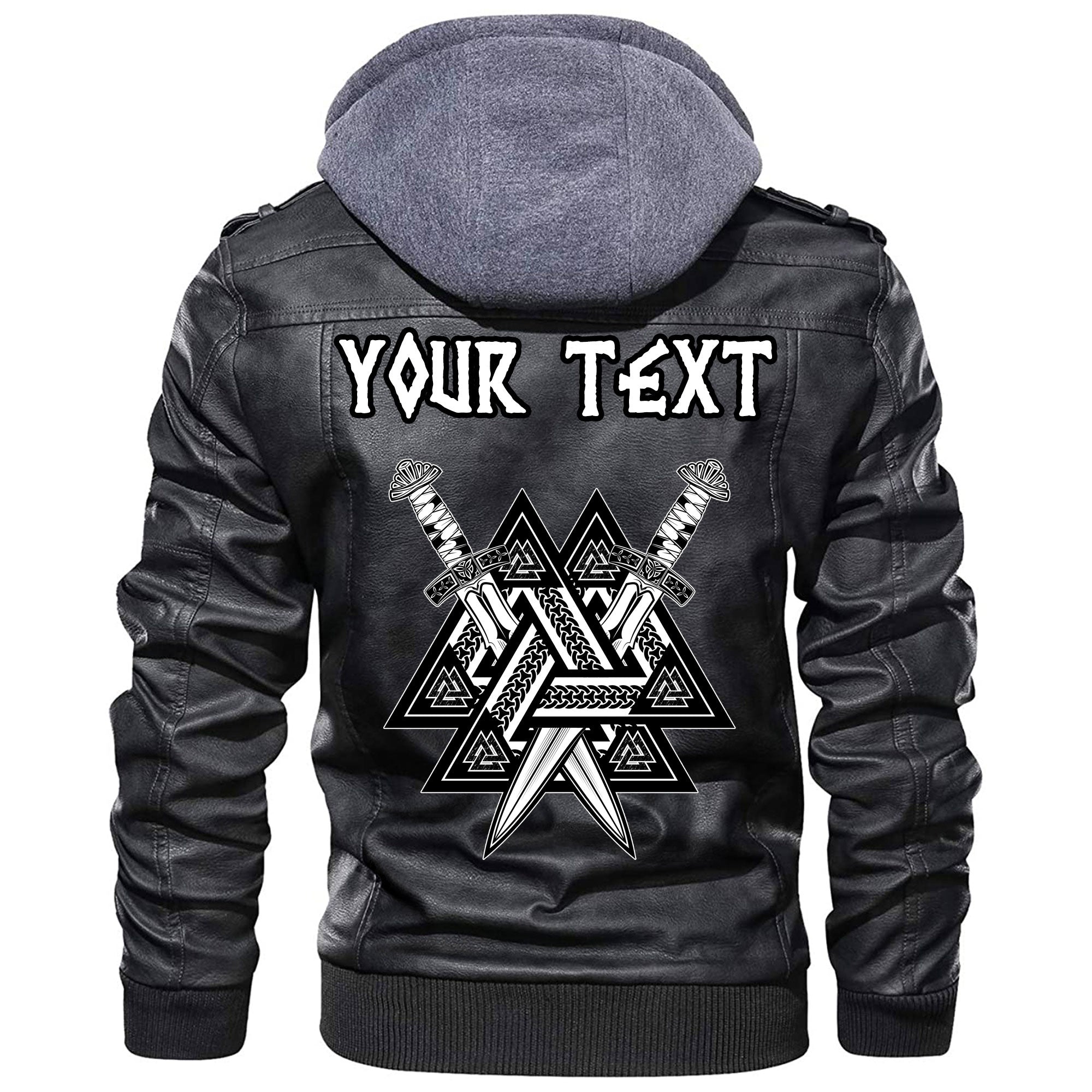 (Custom) Wonder Print Shop - Valknut and Swords Leather Jacket RLT12 - Wonder Print Shop