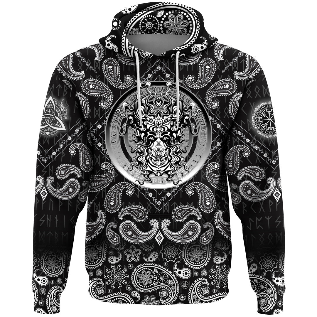 Viking Hoodie Valkyrie In Beautiful Helmet with Bandana Paisley Style RLT12 - Wonder Print Shop