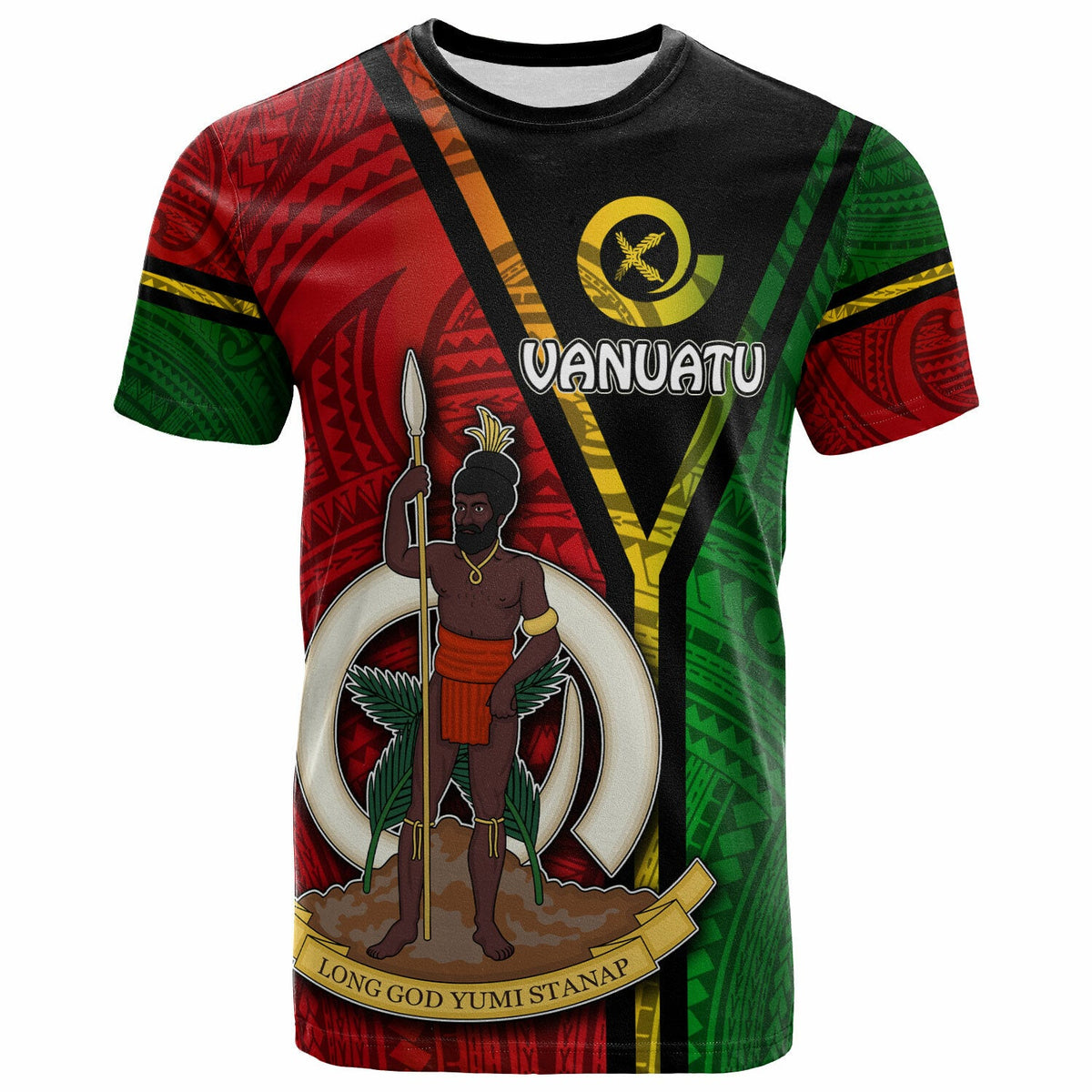 Vanuatu T Shirt Custom Vanuatu Flag Style T Shirt LT10 - Wonder Print Shop