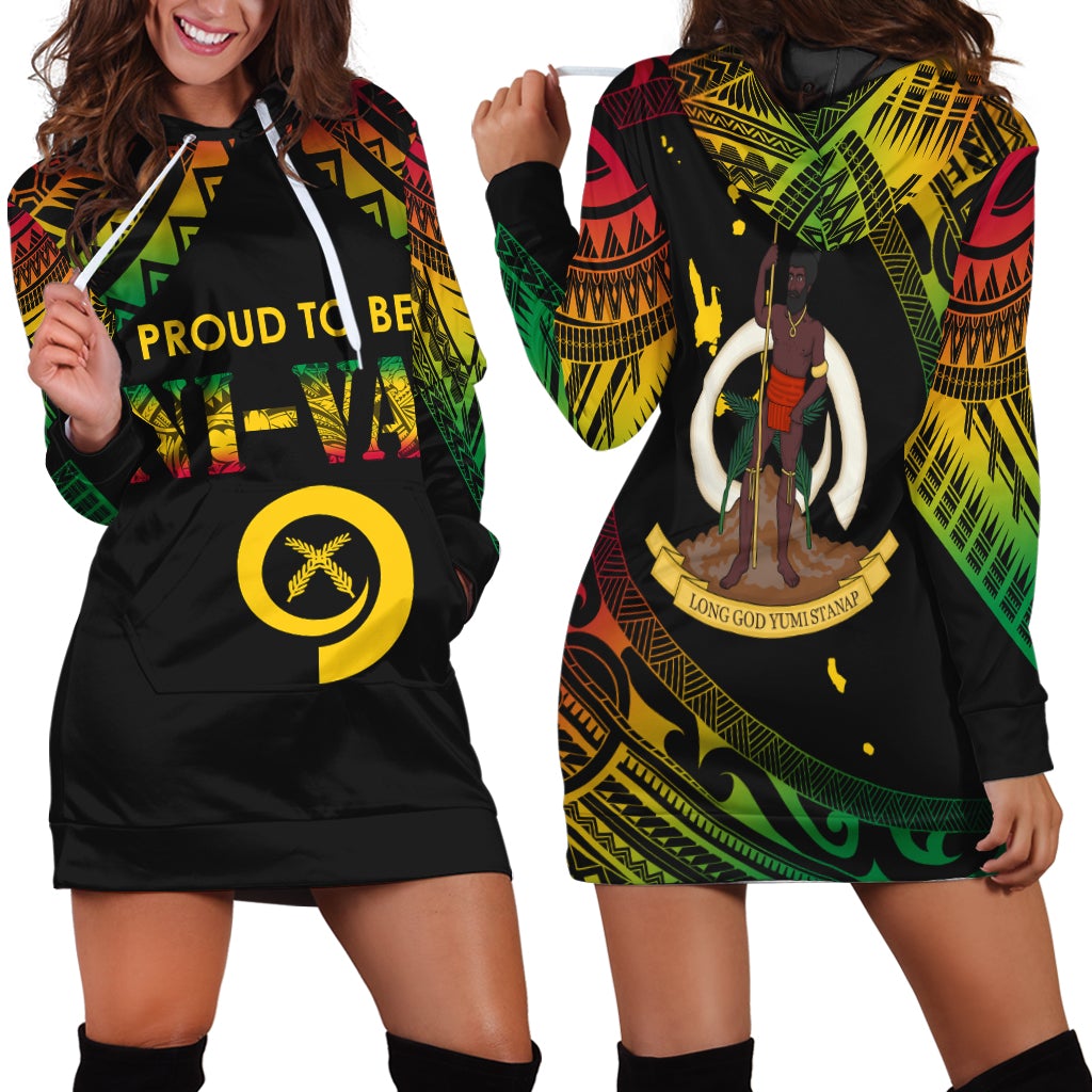 Vanuatu Proud To Be A Ni Van Polynesian Pattern Hoodie Dress - Wonder Print Shop