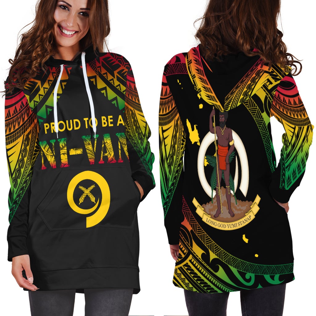 Vanuatu Proud To Be A Ni Van Polynesian Pattern Hoodie Dress - Wonder Print Shop