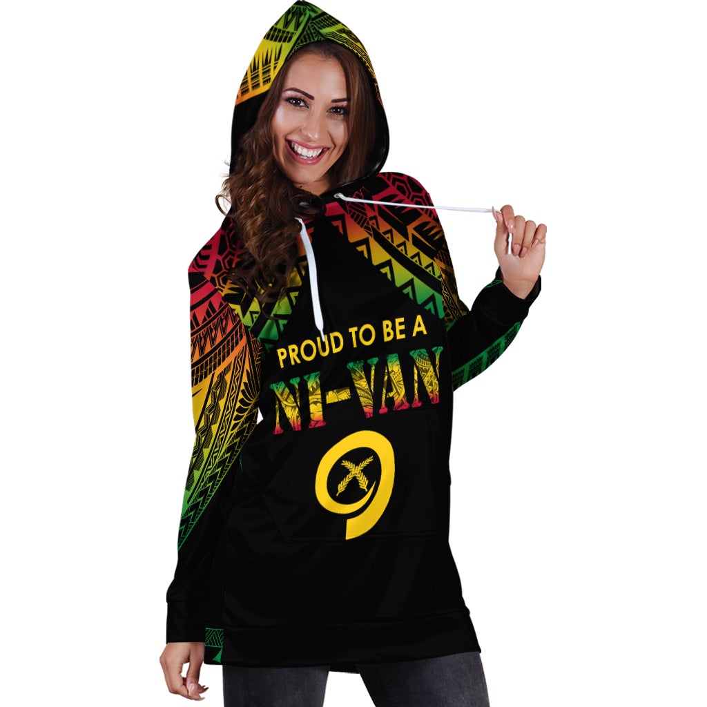 Vanuatu Proud To Be A Ni Van Polynesian Pattern Hoodie Dress - Wonder Print Shop
