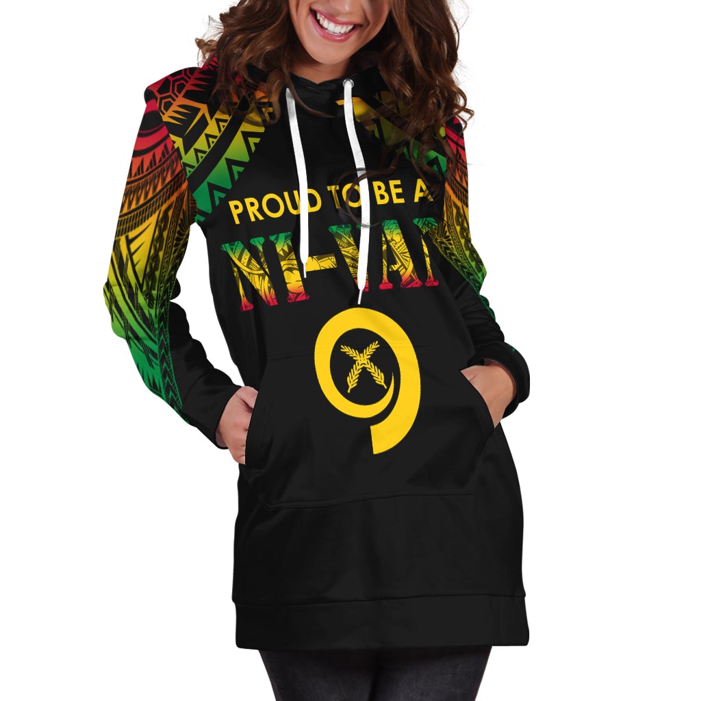 Vanuatu Proud To Be A Ni Van Polynesian Pattern Hoodie Dress - Wonder Print Shop