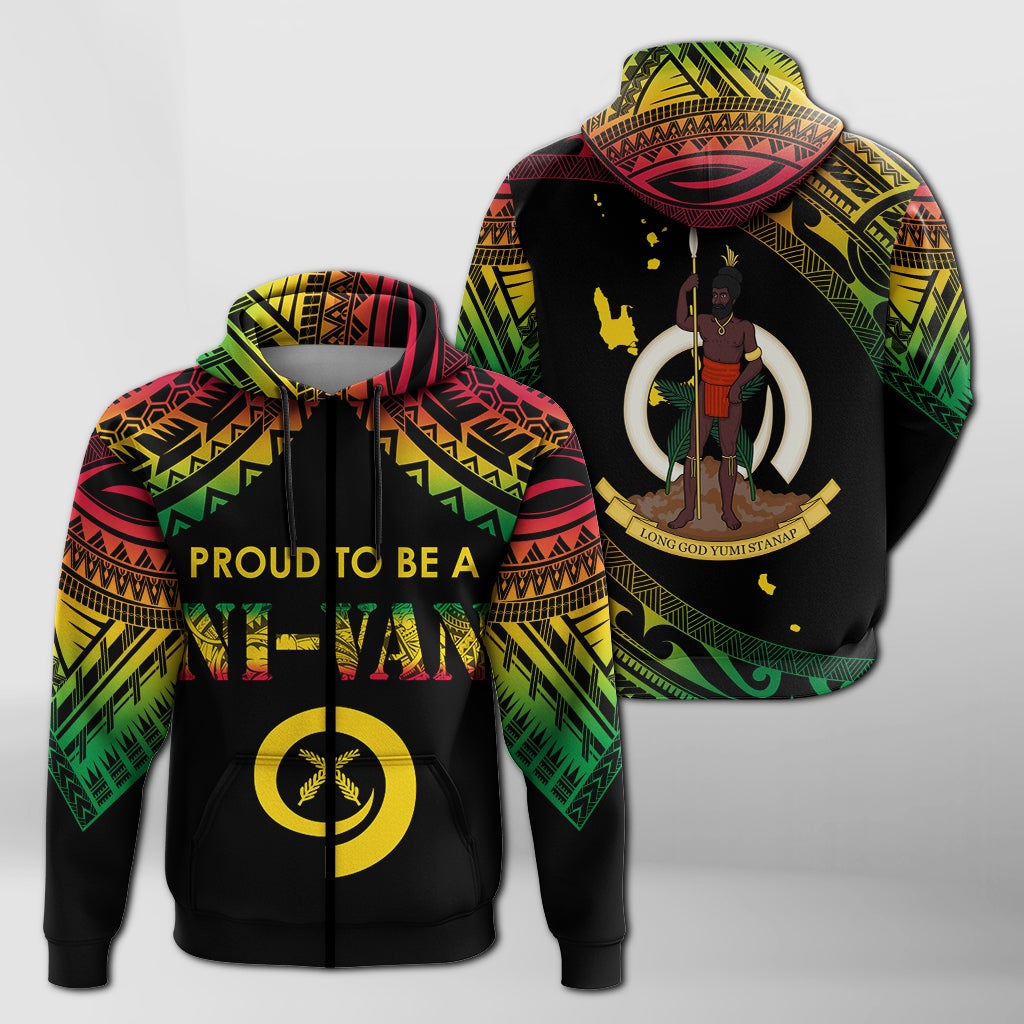 Vanuatu Proud To Be A Ni Van Polynesian Pattern Zip Up Hoodie - Wonder Print Shop