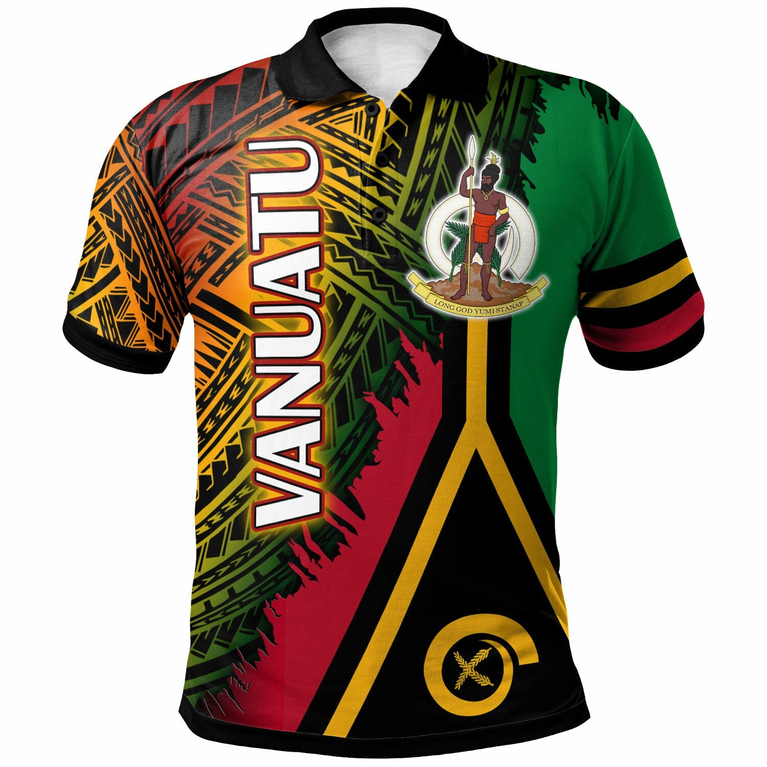 Vanuatu Polo Shirt Custom Polynesian Grunge Texture Style Polo Shirt LT10 - Wonder Print Shop