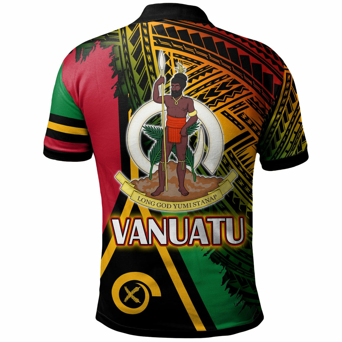 Vanuatu Polo Shirt Custom Polynesian Grunge Texture Style Polo Shirt LT10 - Wonder Print Shop