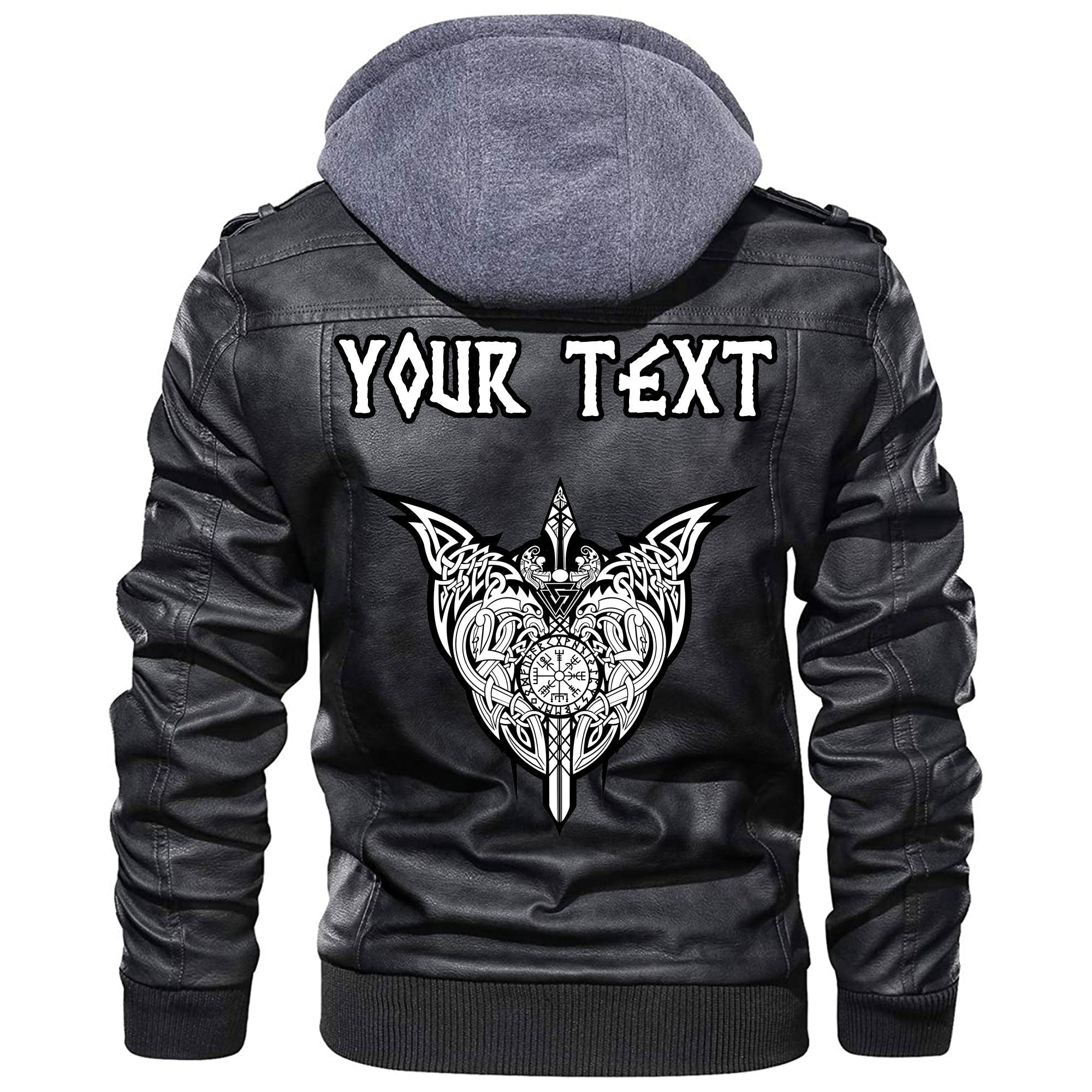 (Custom) Wonder Print Shop - Vegvisir Tattoo Leather Jacket RLT12 - Wonder Print Shop