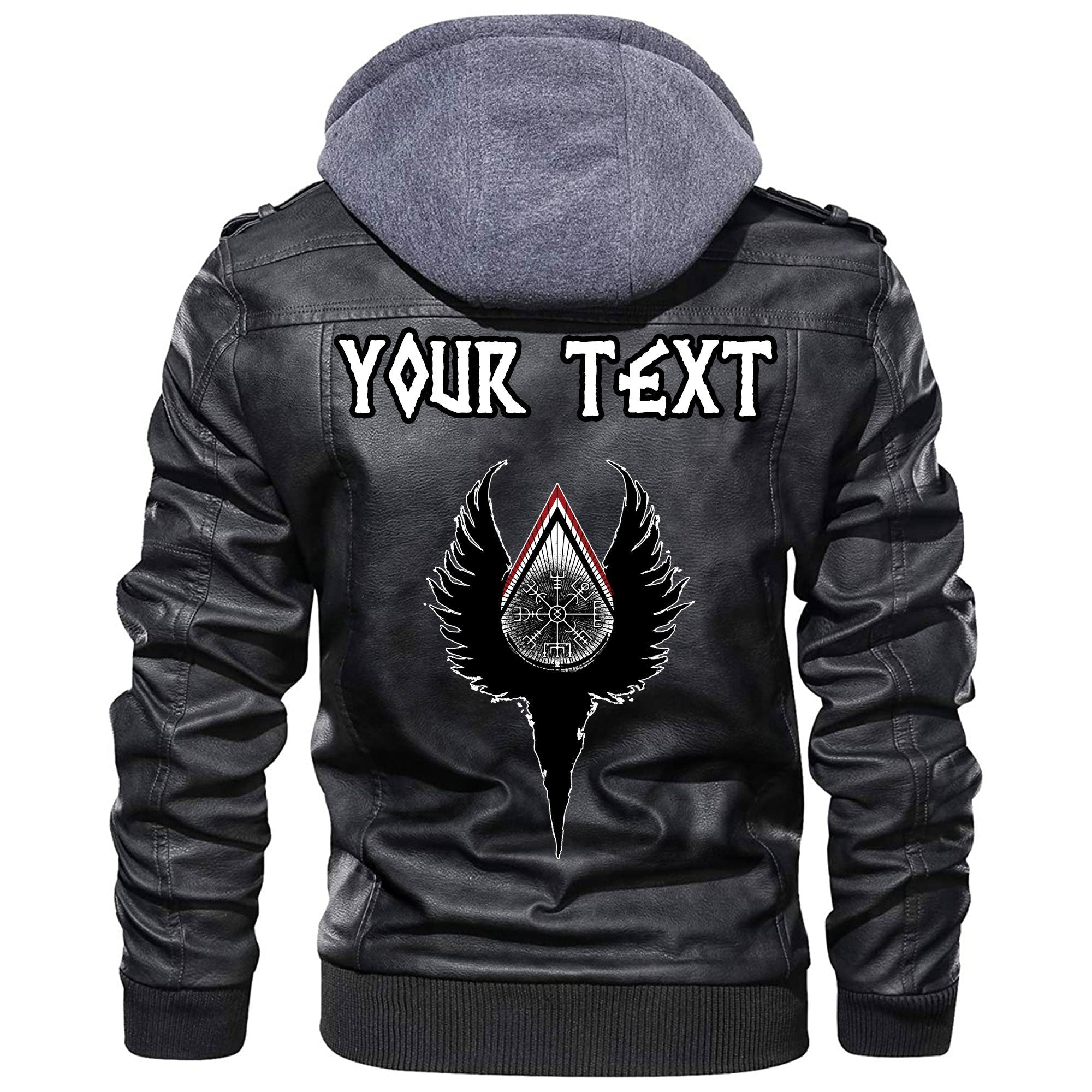 (Custom) Wonder Print Shop - Vegvisir & Wings Leather Jacket RLT12 - Wonder Print Shop