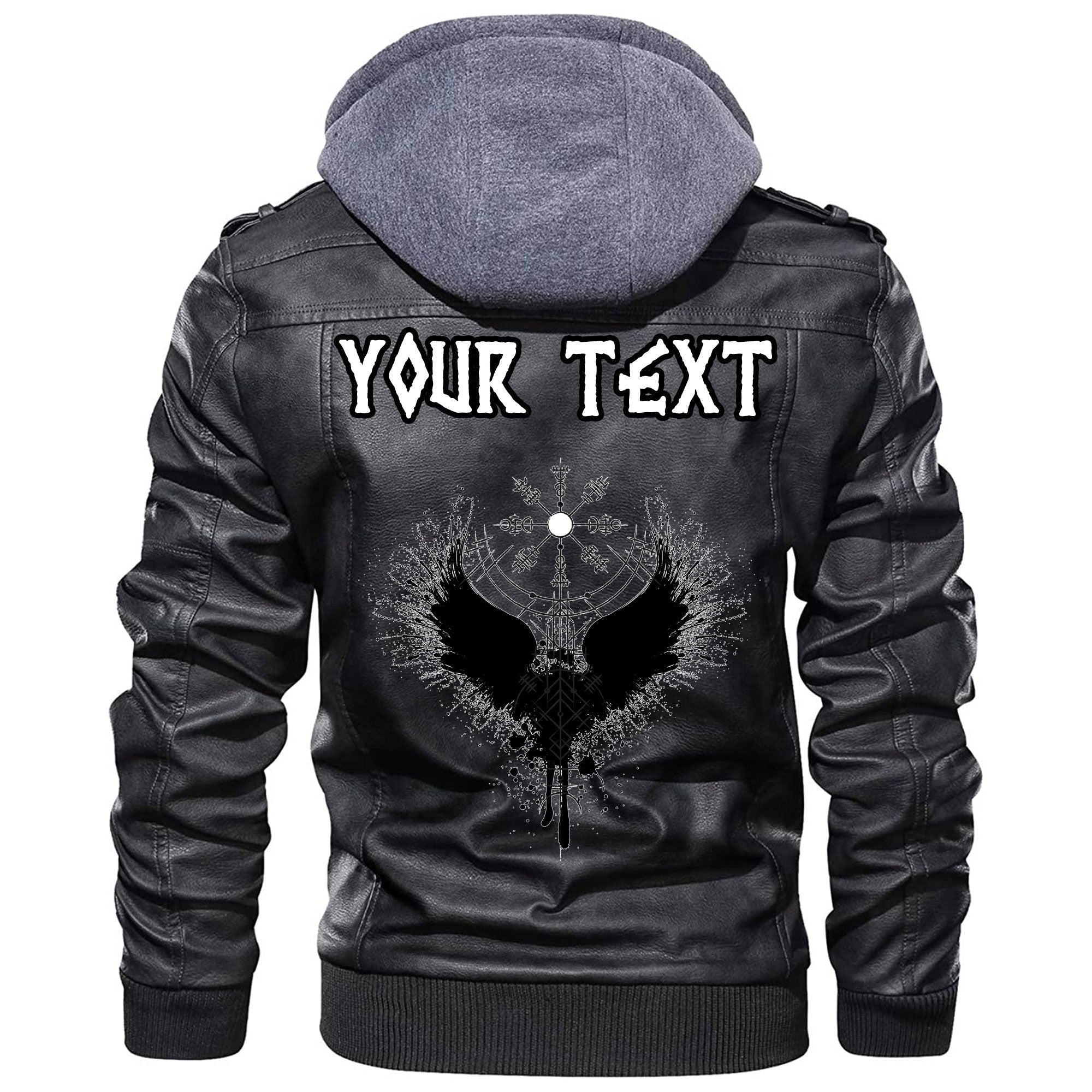 (Custom) Wonder Print Shop - Vegvisir and Wings Leather Jacket RLT12 - Wonder Print Shop