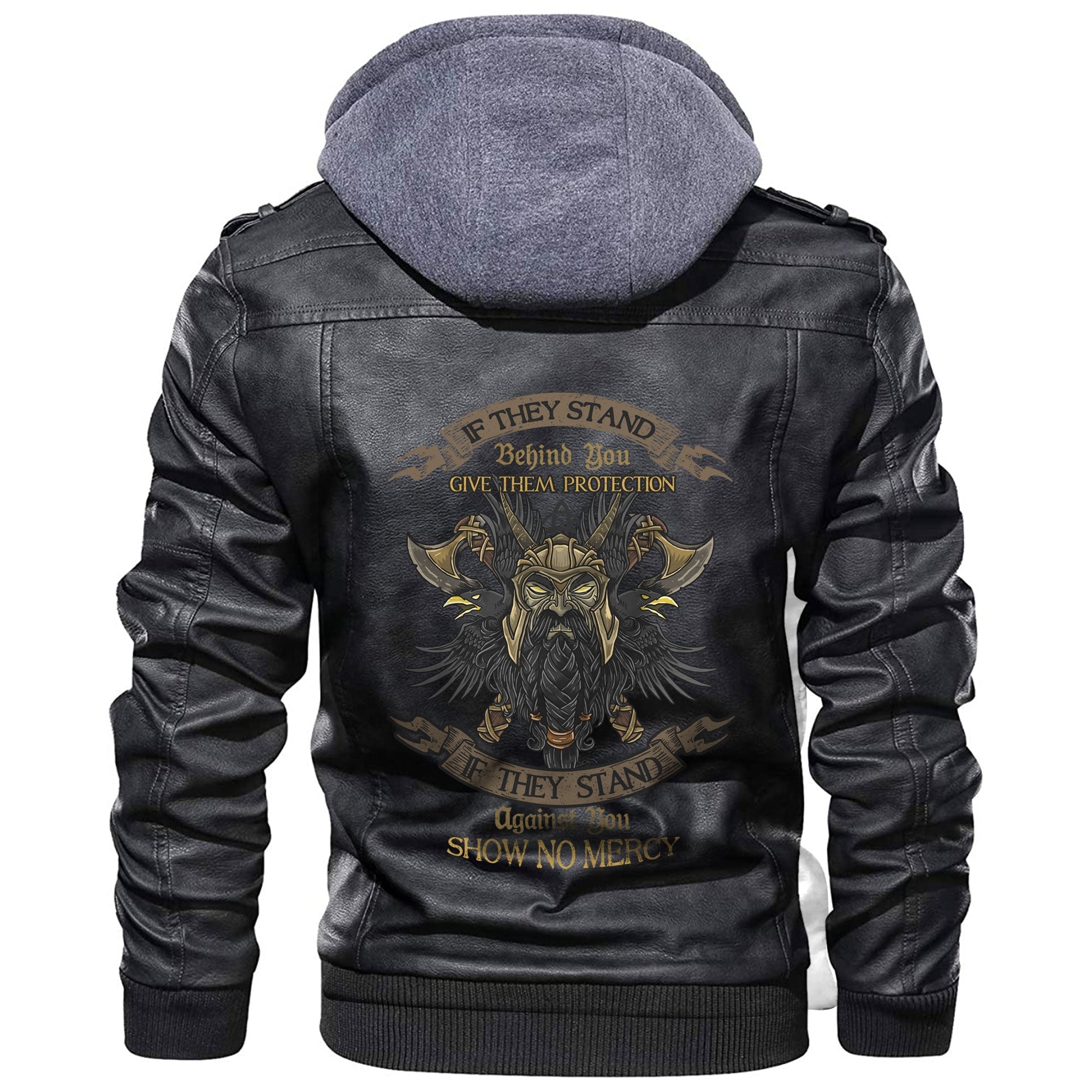 Viking Veteran Warrior Pride No Mercy Leather Jacket RLT12 - Wonder Print Shop