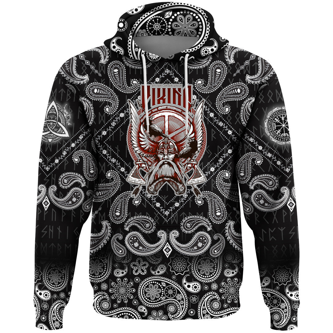 Viking Hoodie Victory Or Valhalla with Bandana Paisley Style RLT12 - Wonder Print Shop