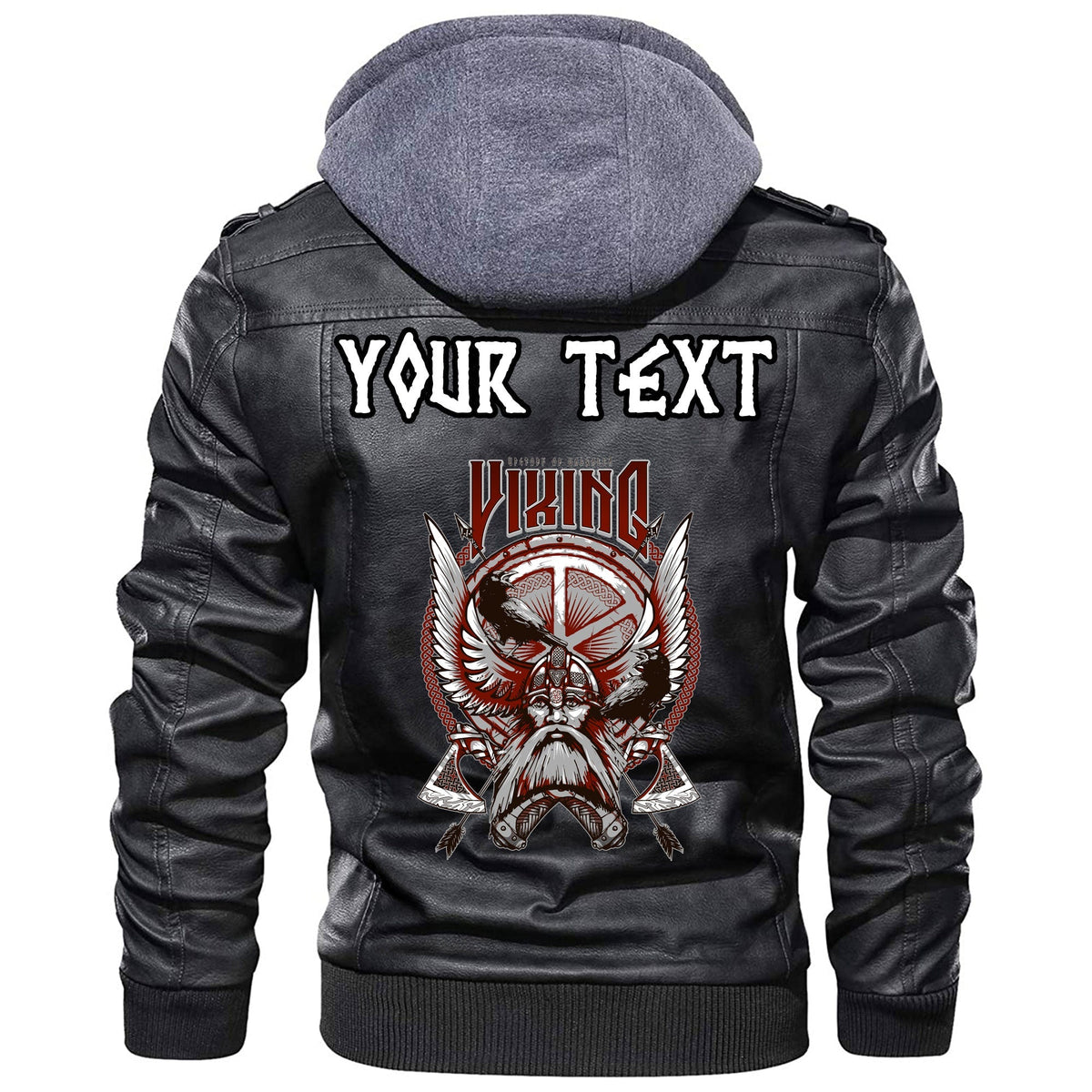 (Custom) Wonder Print Shop - Victory Or Valhalla Leather Jacket RLT12 - Wonder Print Shop