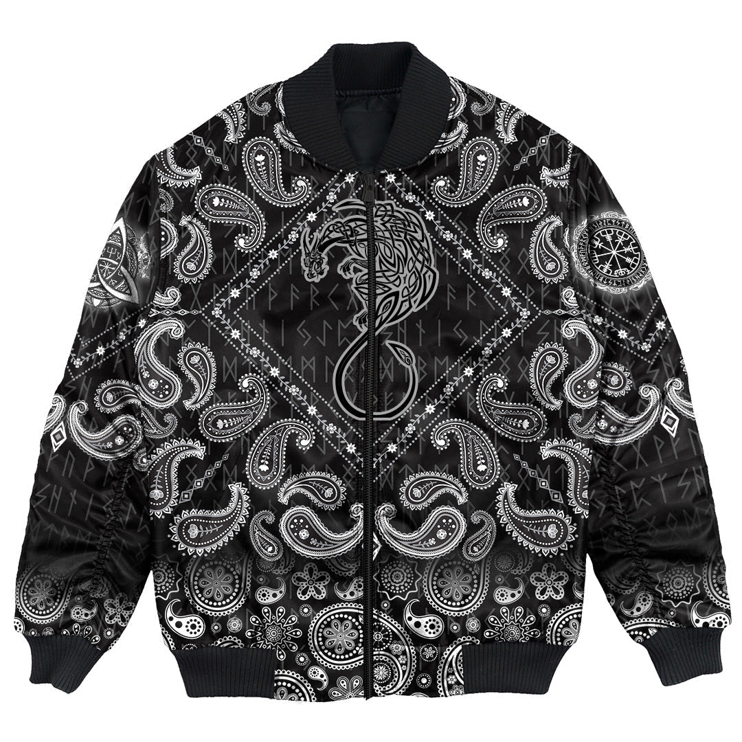Viking Bomber Jacket Viking Celtic Dragon with Bandana Paisley Style RLT12 - Wonder Print Shop