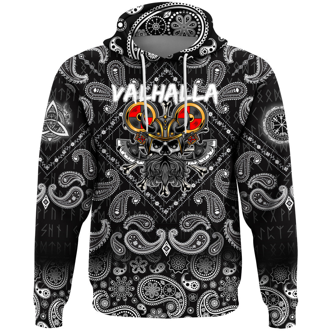 Viking Hoodie Viking ValhallWarrior with Bandana Paisley Style RLT12 - Wonder Print Shop