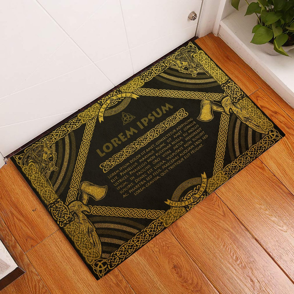 viking-doormat-rubber-base-doormat-celtic-northern-mythology-golden