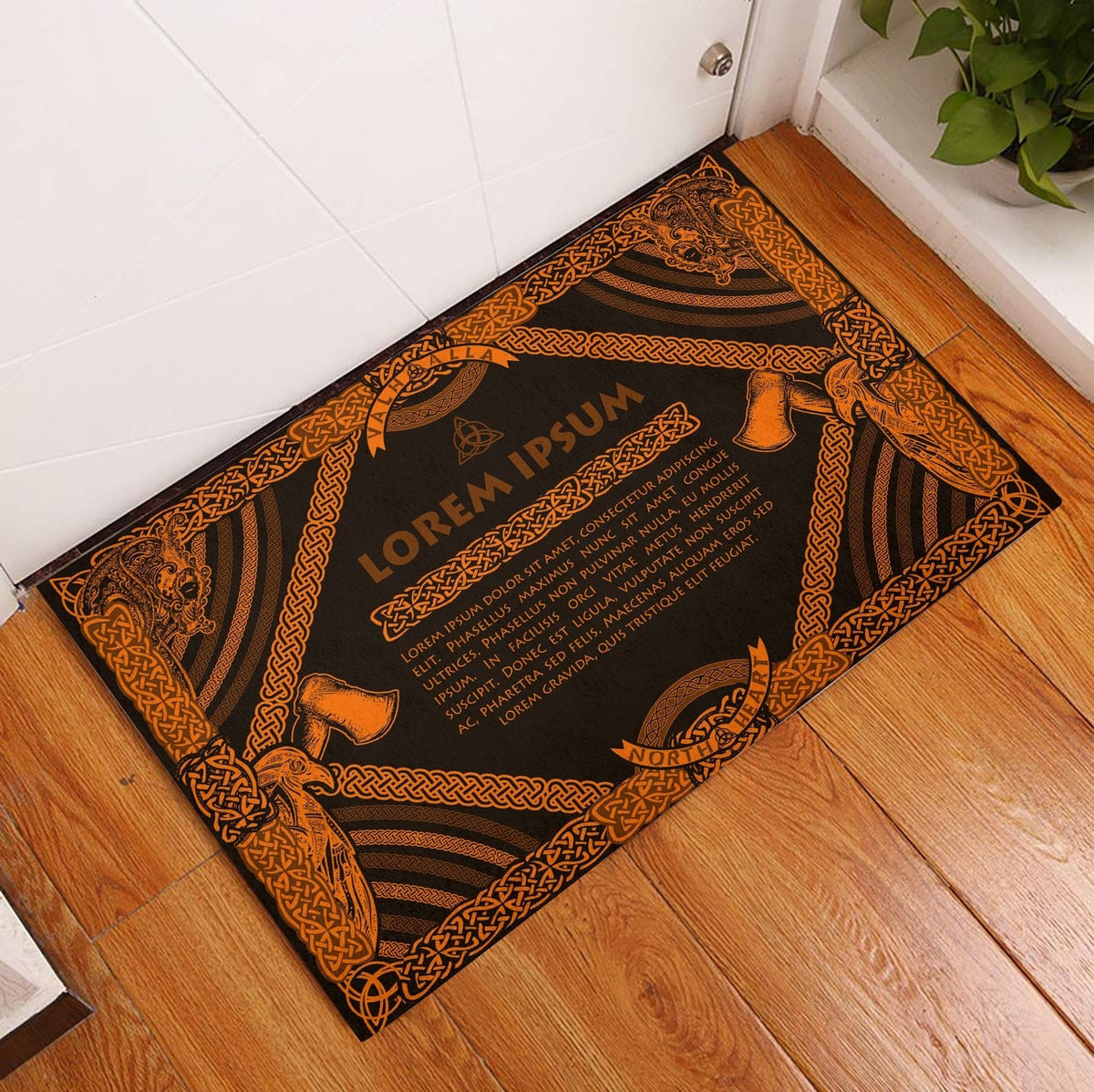 viking-doormat-rubber-base-doormat-celtic-northern-mythology-orange
