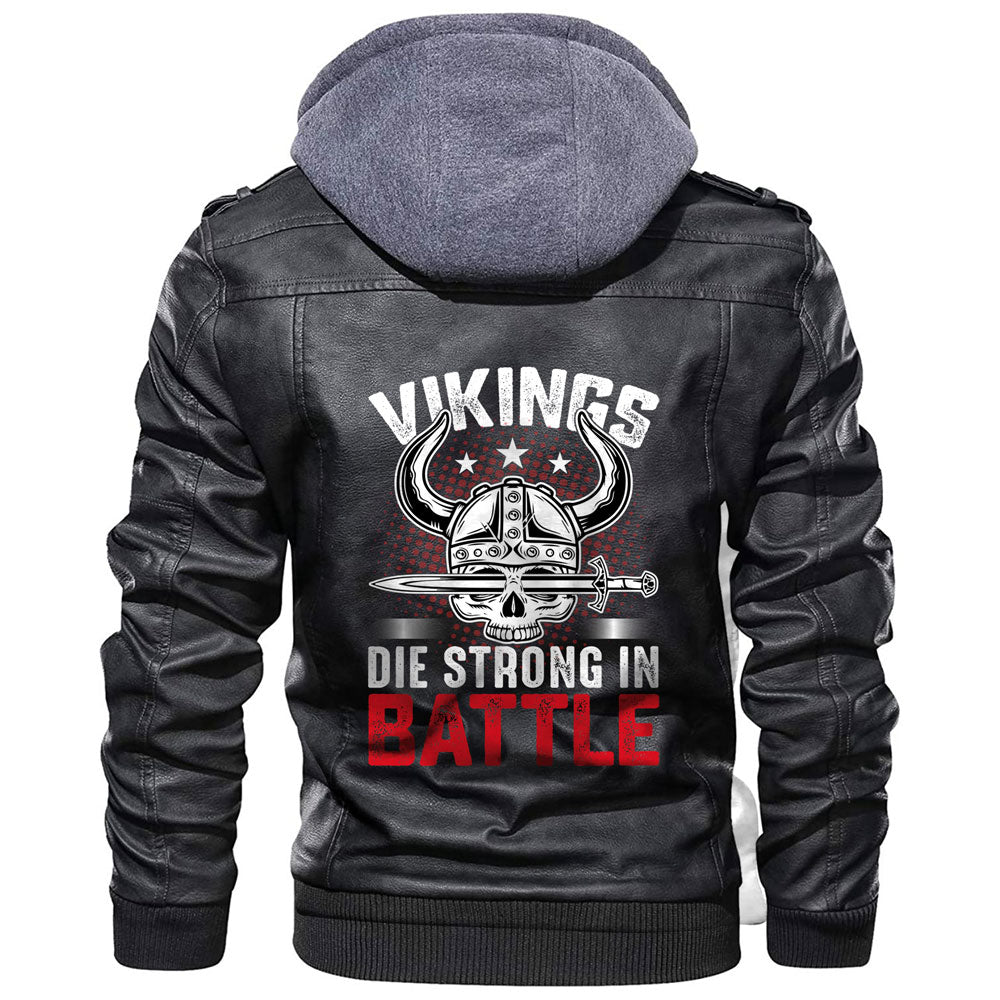 Viking Jacket Viking Die Strong In Battle Leather Jacket RLT12 - Wonder Print Shop
