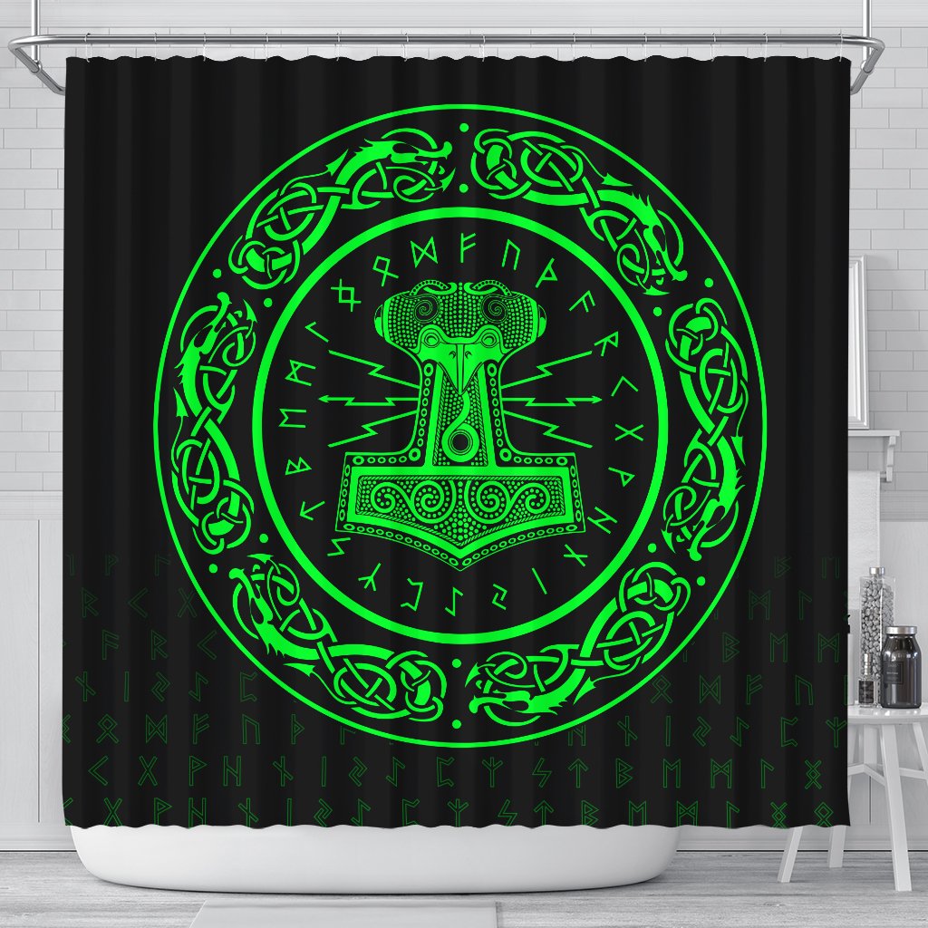 viking-shower-curtain-mjolnir-green