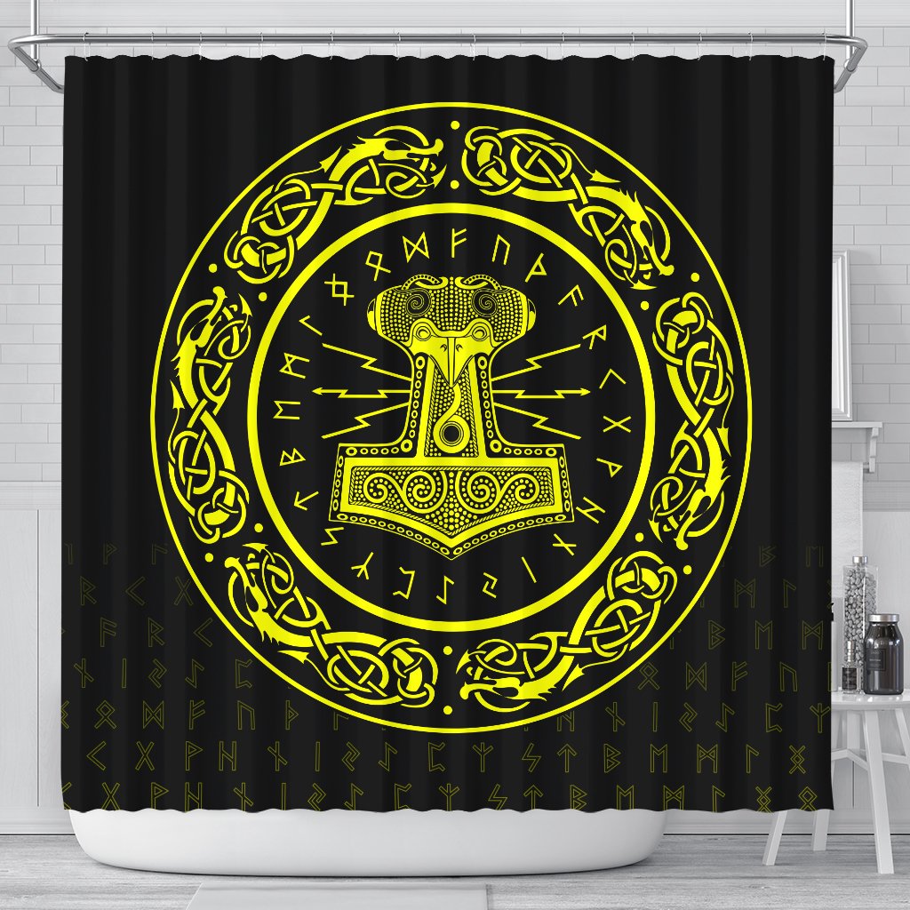 viking-shower-curtain-mjolnir-yellow