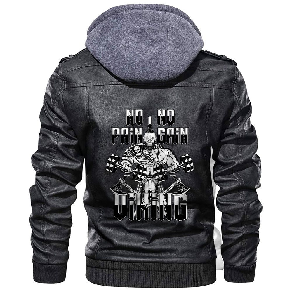 Viking Jacket Viking No Pain No Gain Leather Jacket RLT12 - Wonder Print Shop