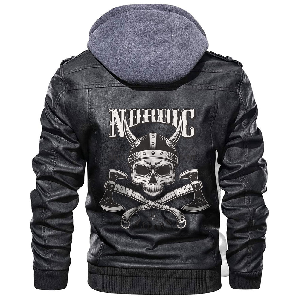 Viking Jacket Viking Nordic Head With Axe Leather Jacket RLT12 - Wonder Print Shop