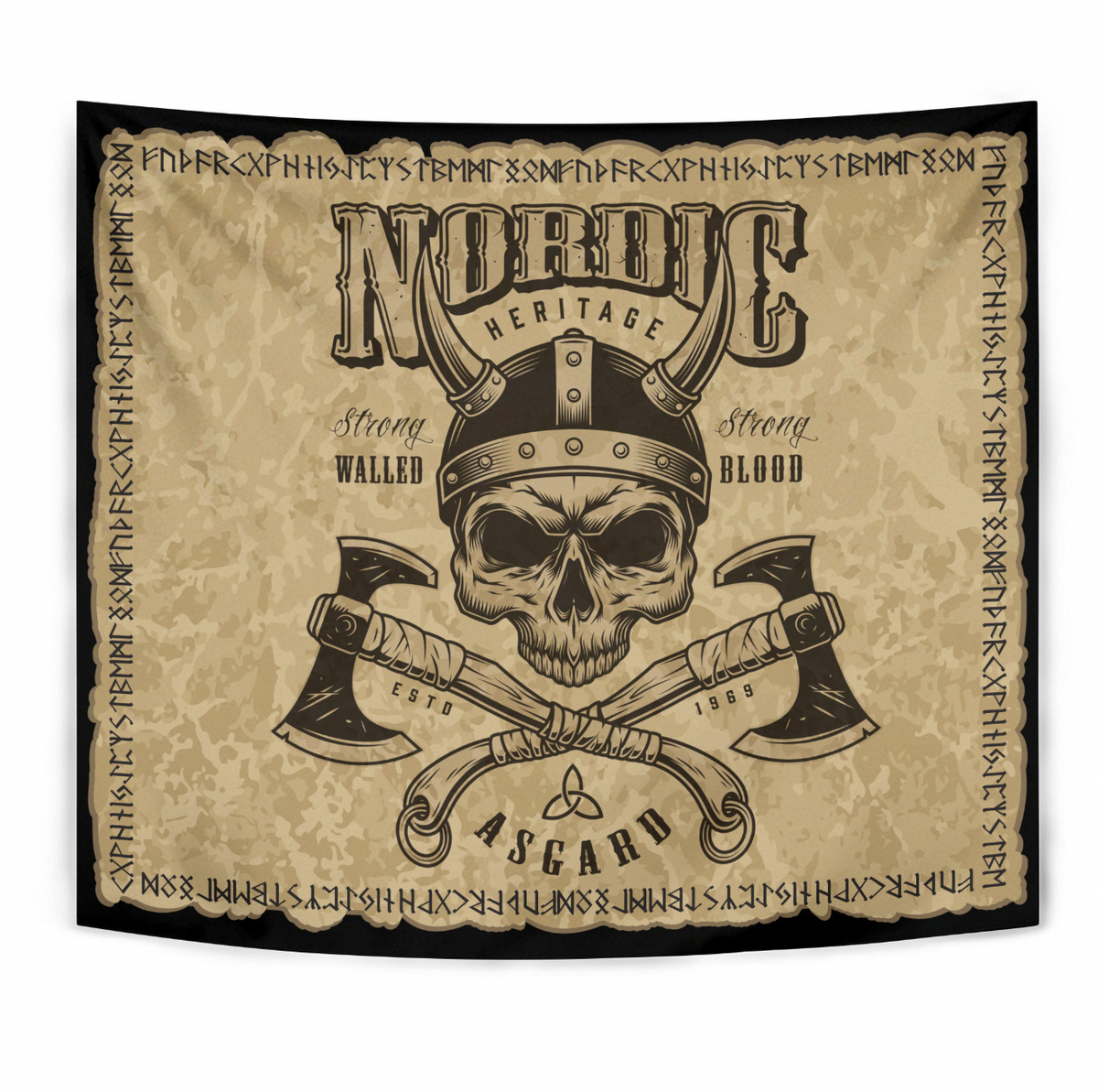 Viking Tapestry - Viking Nordic Head With Axe RLT12 - Wonder Print Shop