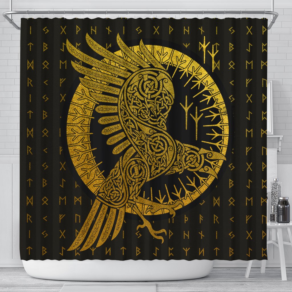 viking-shower-curtain-raven-celtic-golden