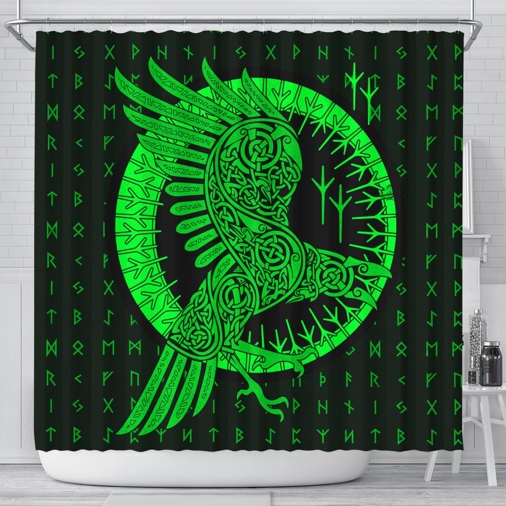 viking-shower-curtain-raven-celtic-green