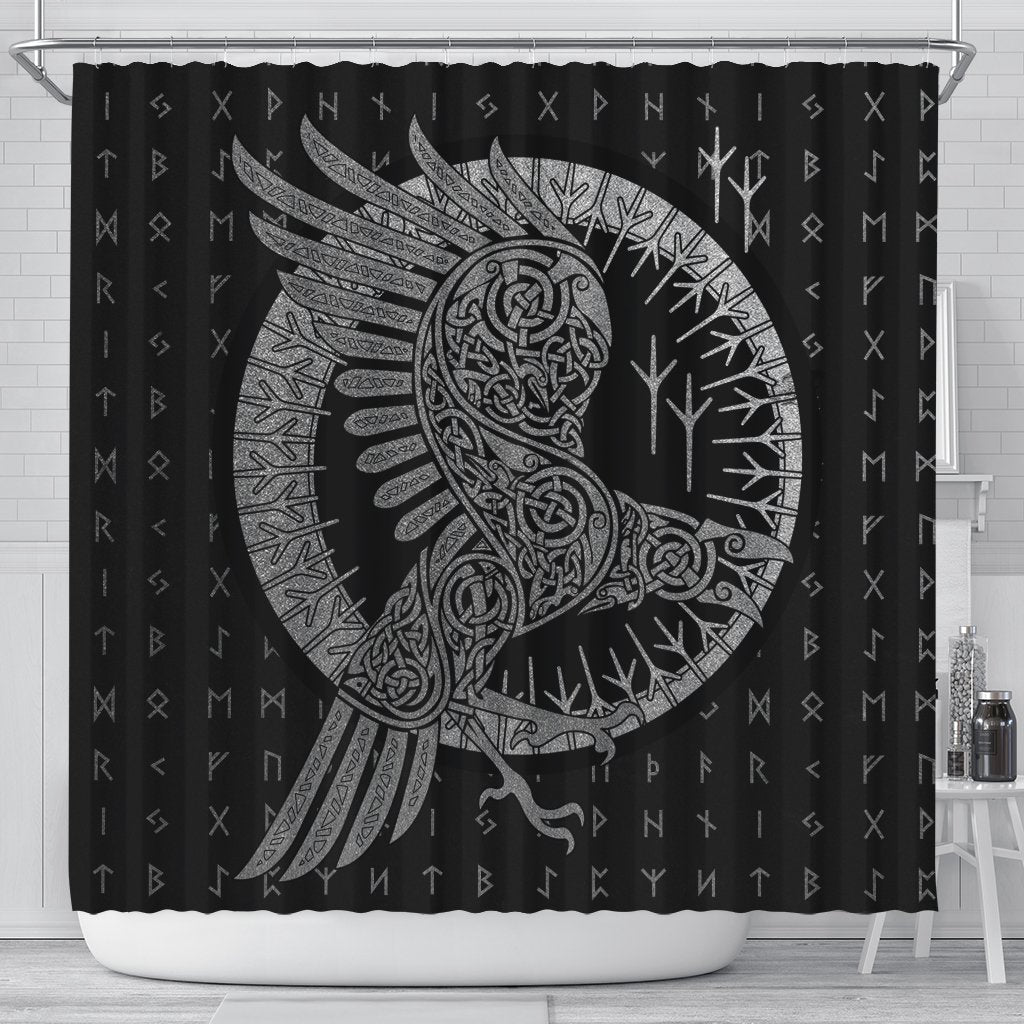 viking-shower-curtain-raven-celtic-silver
