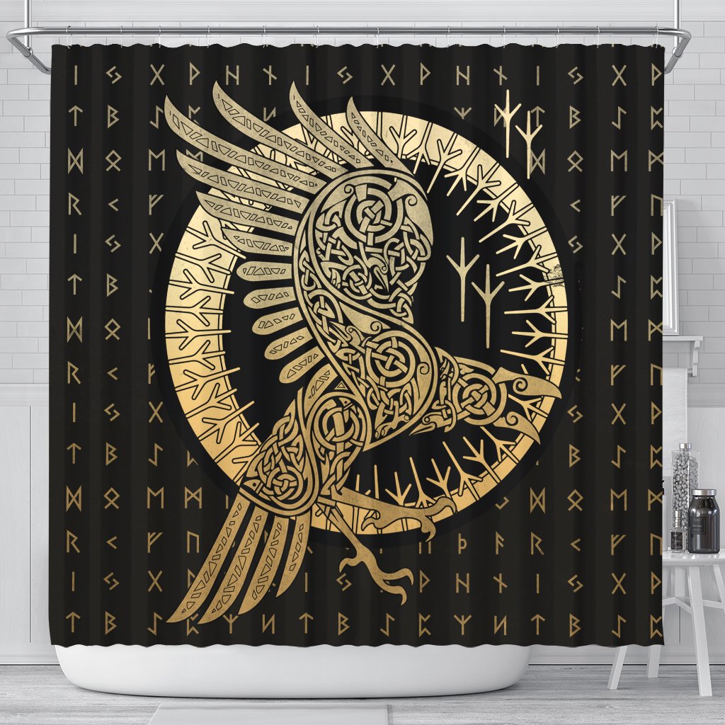 viking-shower-curtain-raven-celtic-special-gold