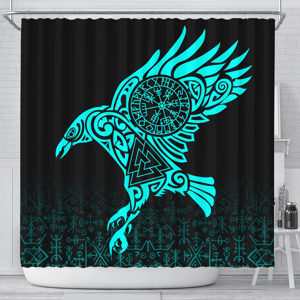 viking-shower-curtain-raven-odin-cyan
