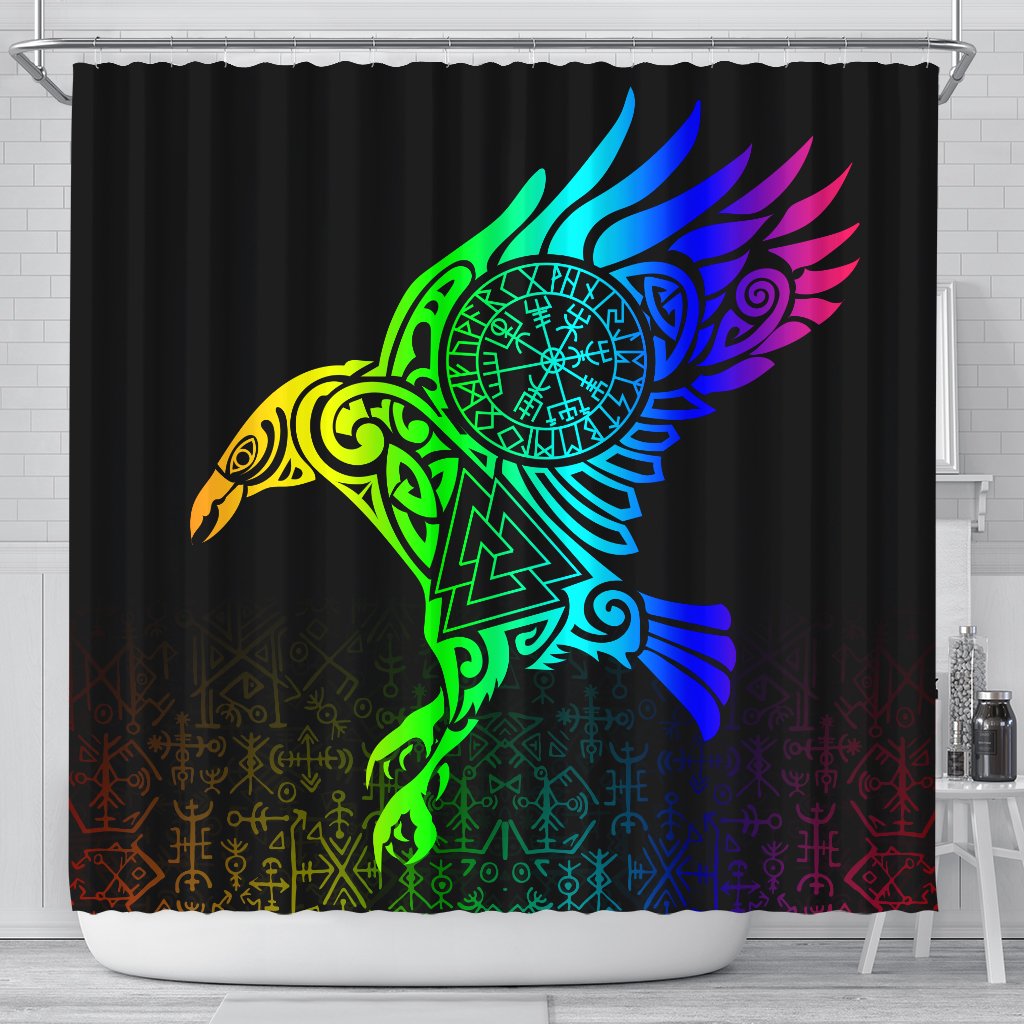 viking-shower-curtain-raven-odin-rainbow