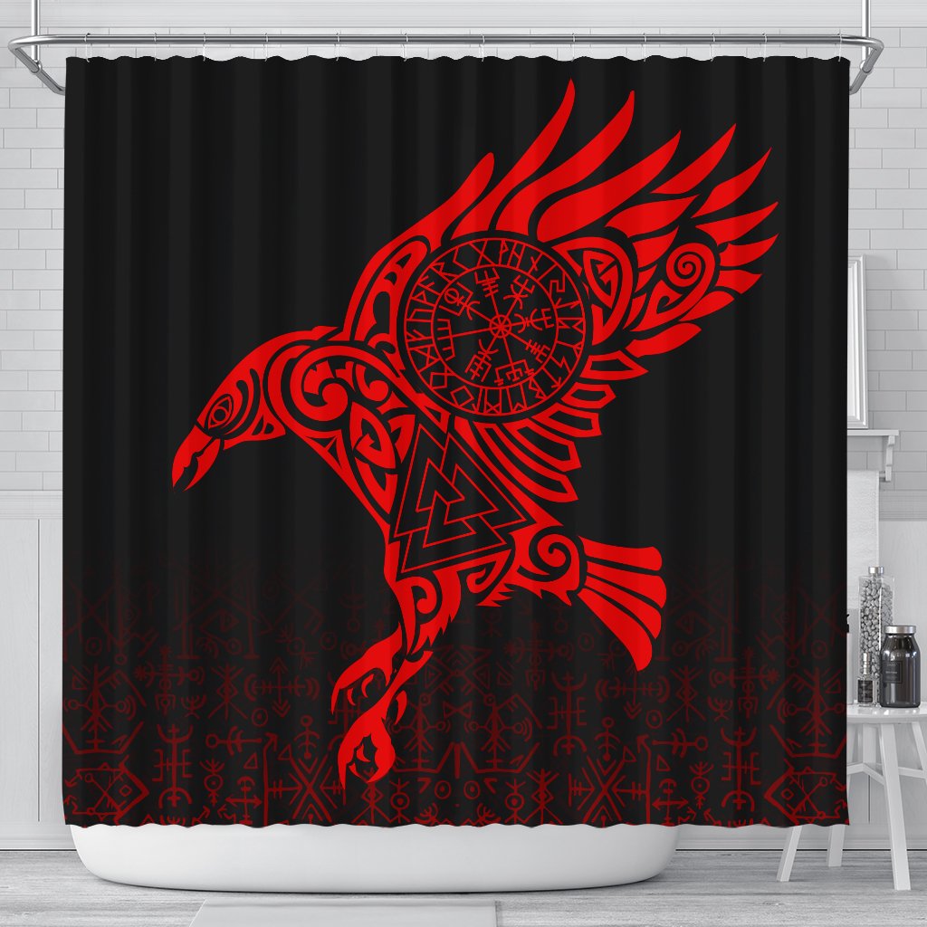 viking-shower-curtain-raven-odin-red