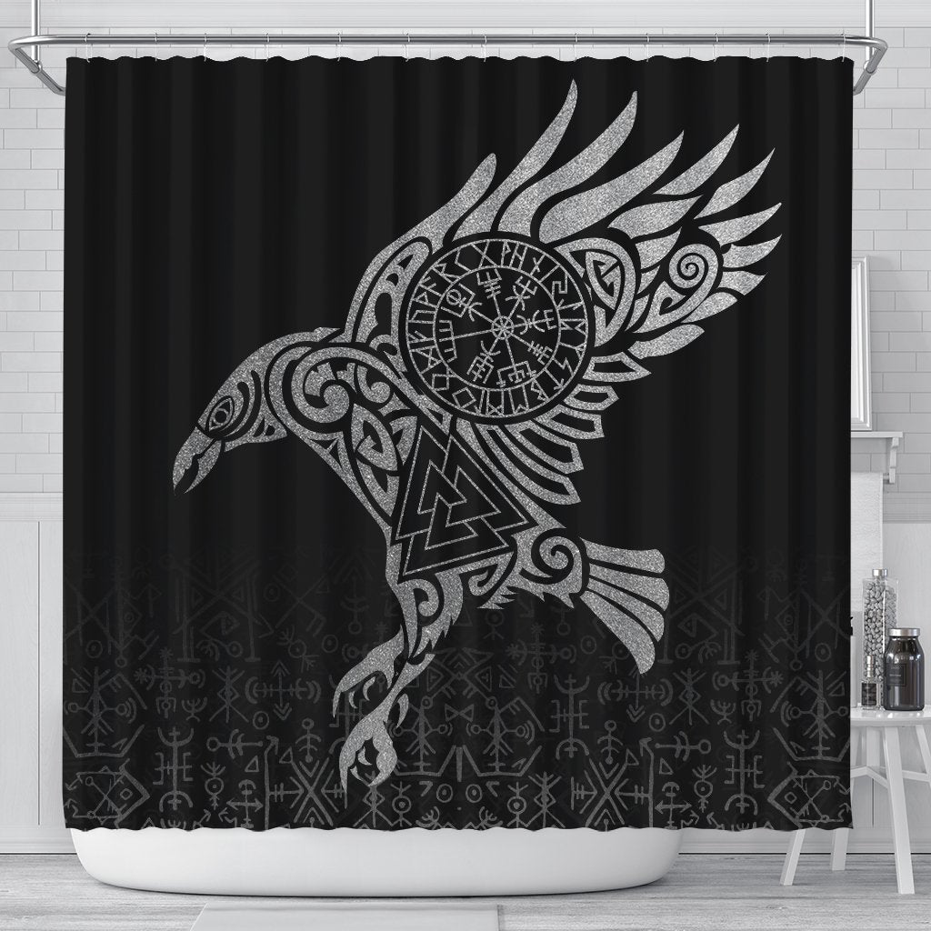 viking-shower-curtain-raven-odin-silver