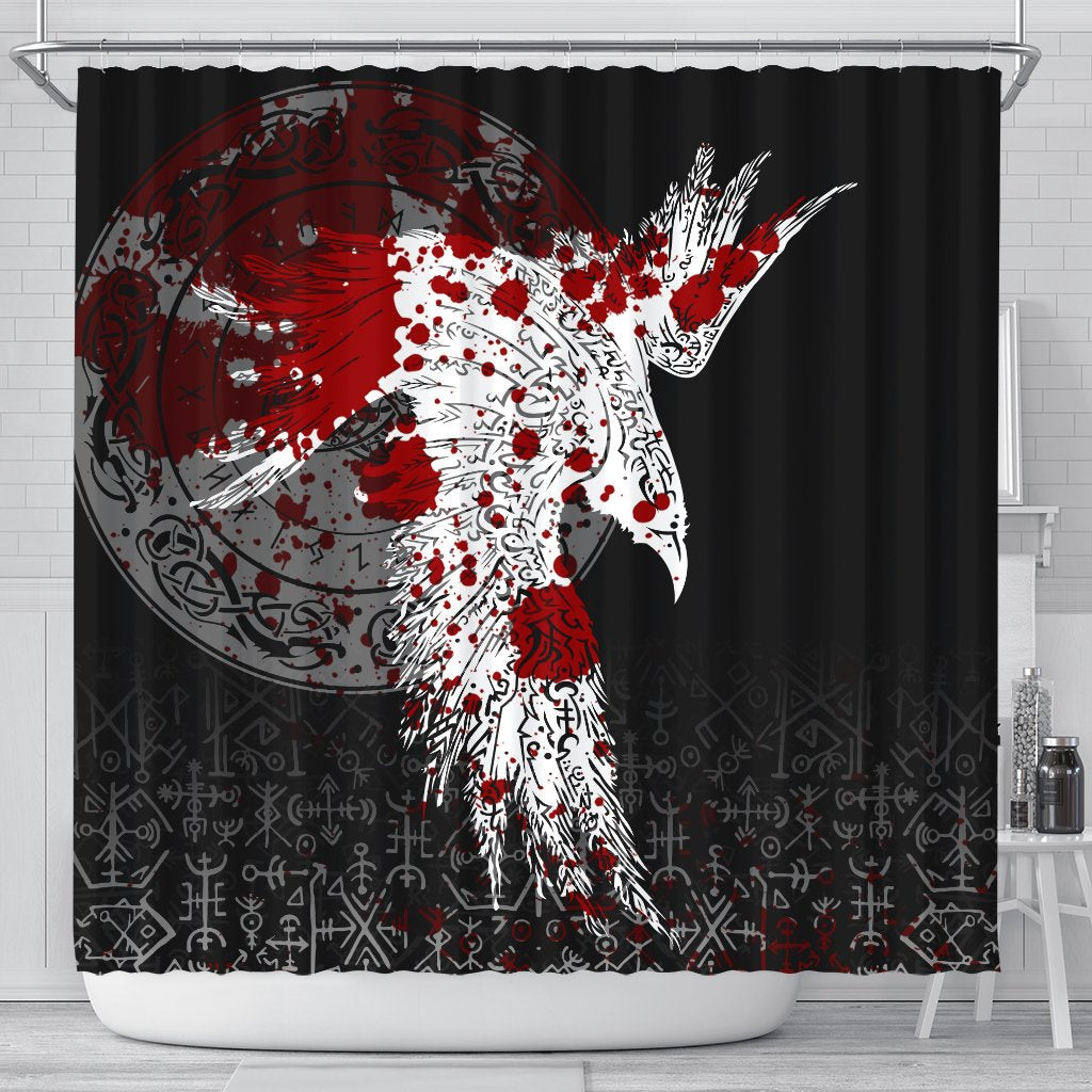 viking-shower-curtain-raven-tattoo-blood