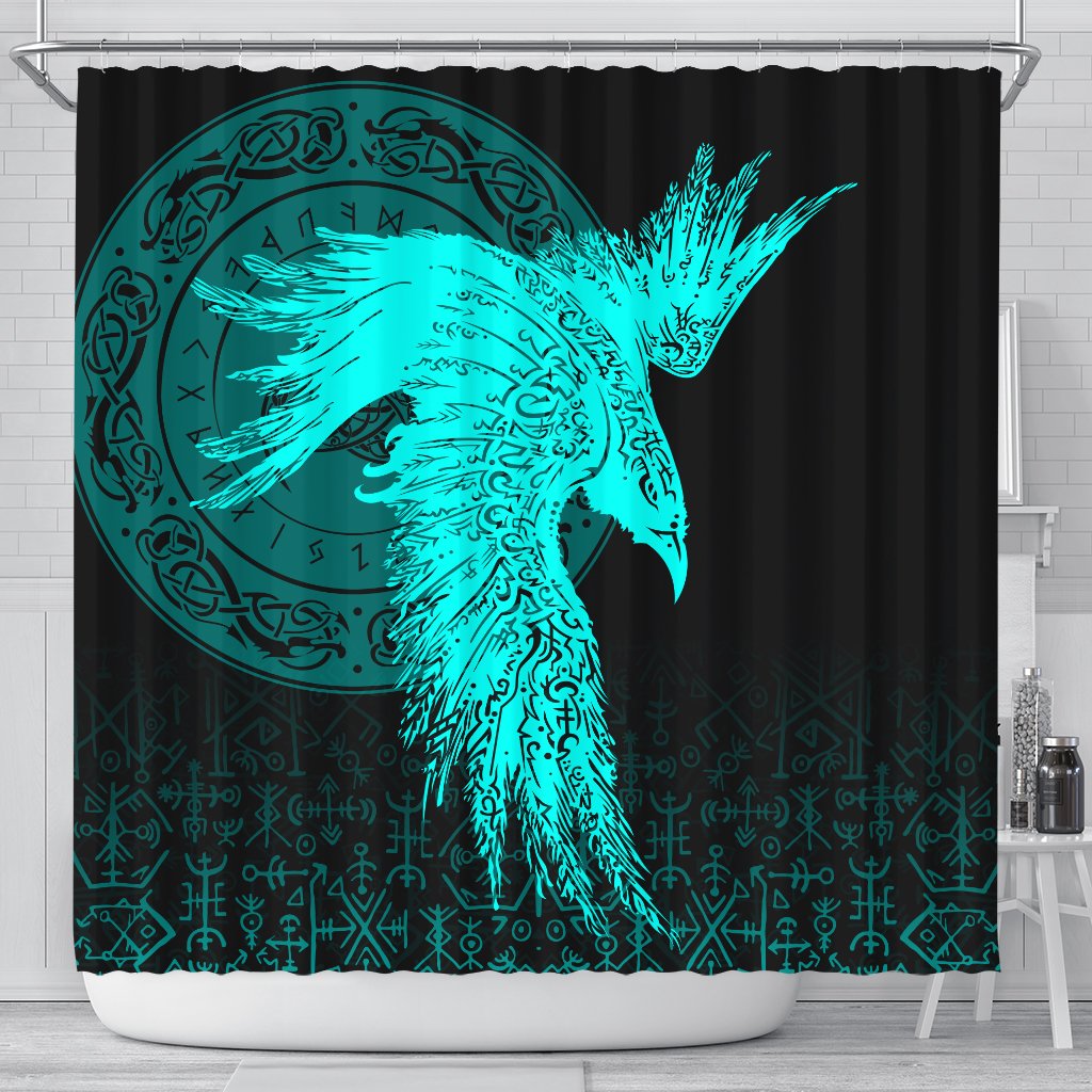 viking-shower-curtain-raven-tattoo-cyan