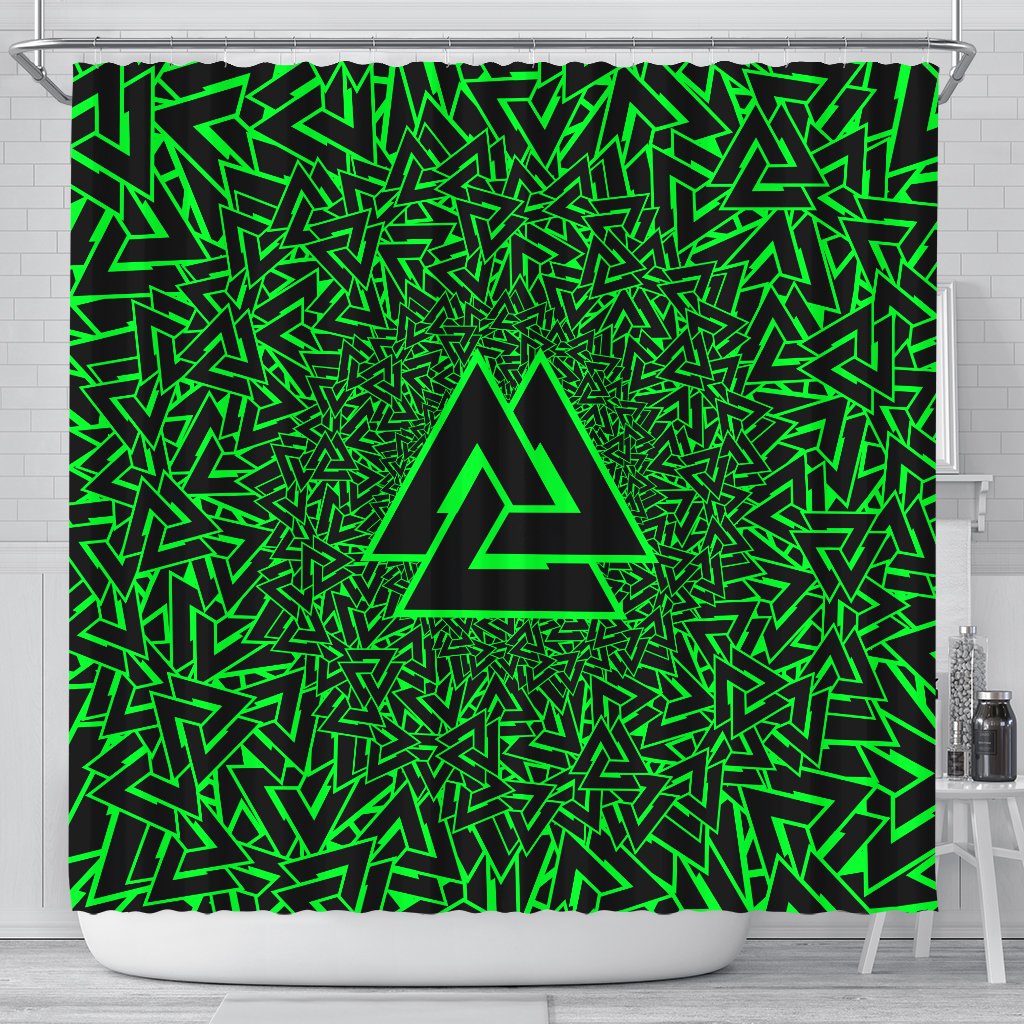 viking-shower-curtain-valknut-green