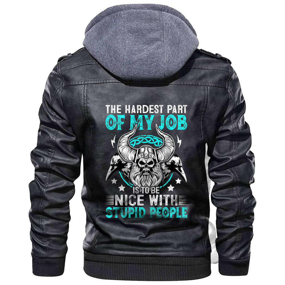 Viking Jacket Viking Warrior Head With Raven Leather Jacket RLT12 - Wonder Print Shop