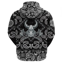 Viking Hoodie Vikings Head In Horned Helmet and Axes with Bandana Paisley Style RLT12 - Wonder Print Shop