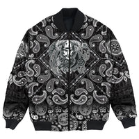Viking Bomber Jacket Vikings Head In Horned Helmet with Bandana Paisley Style RLT12 - Wonder Print Shop