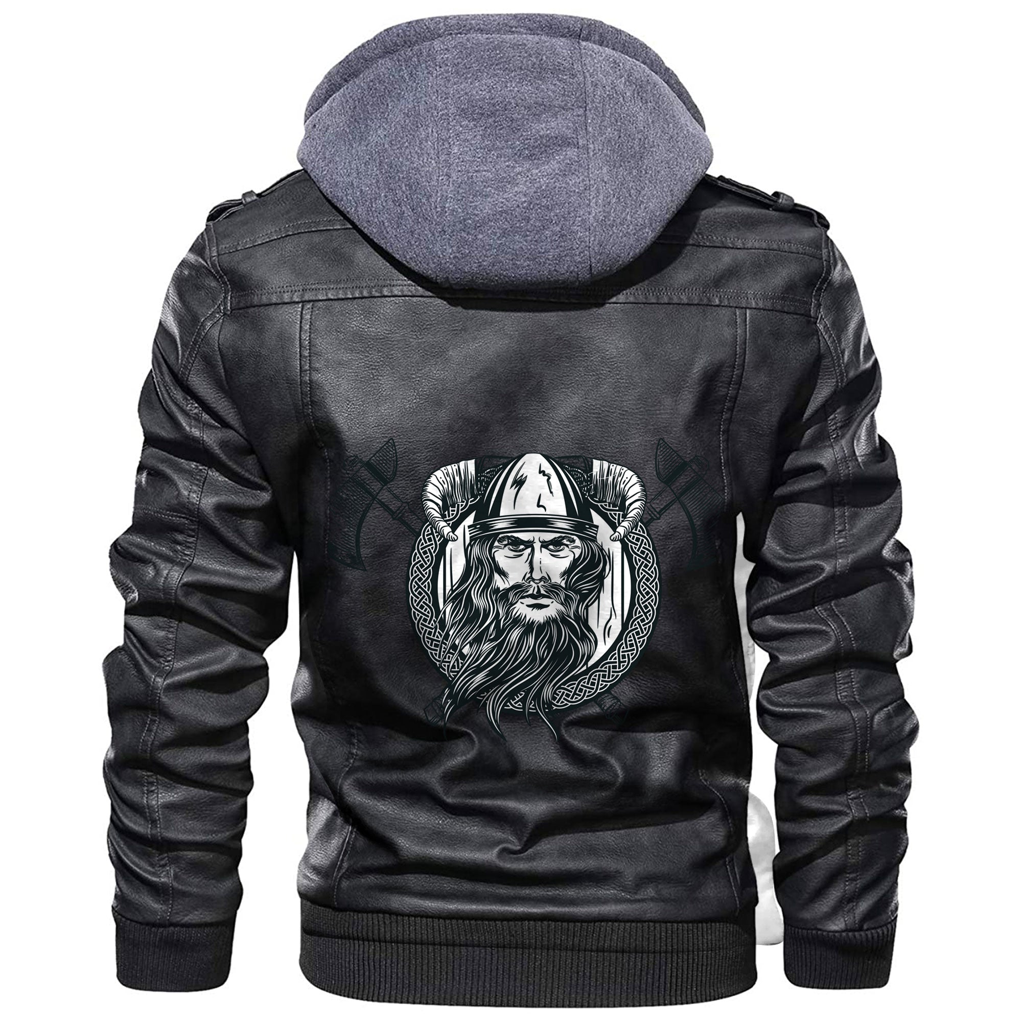 Viking Viking's Head In A Horned Helmet Axes Leather Jacket RLT12 - Wonder Print Shop
